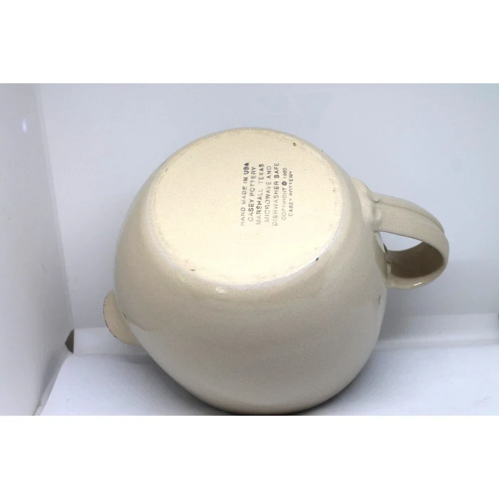 Casey Pottery Marshall Texas Stoneware Daisy Floral Mixing Bowl & Spout 1995 USA